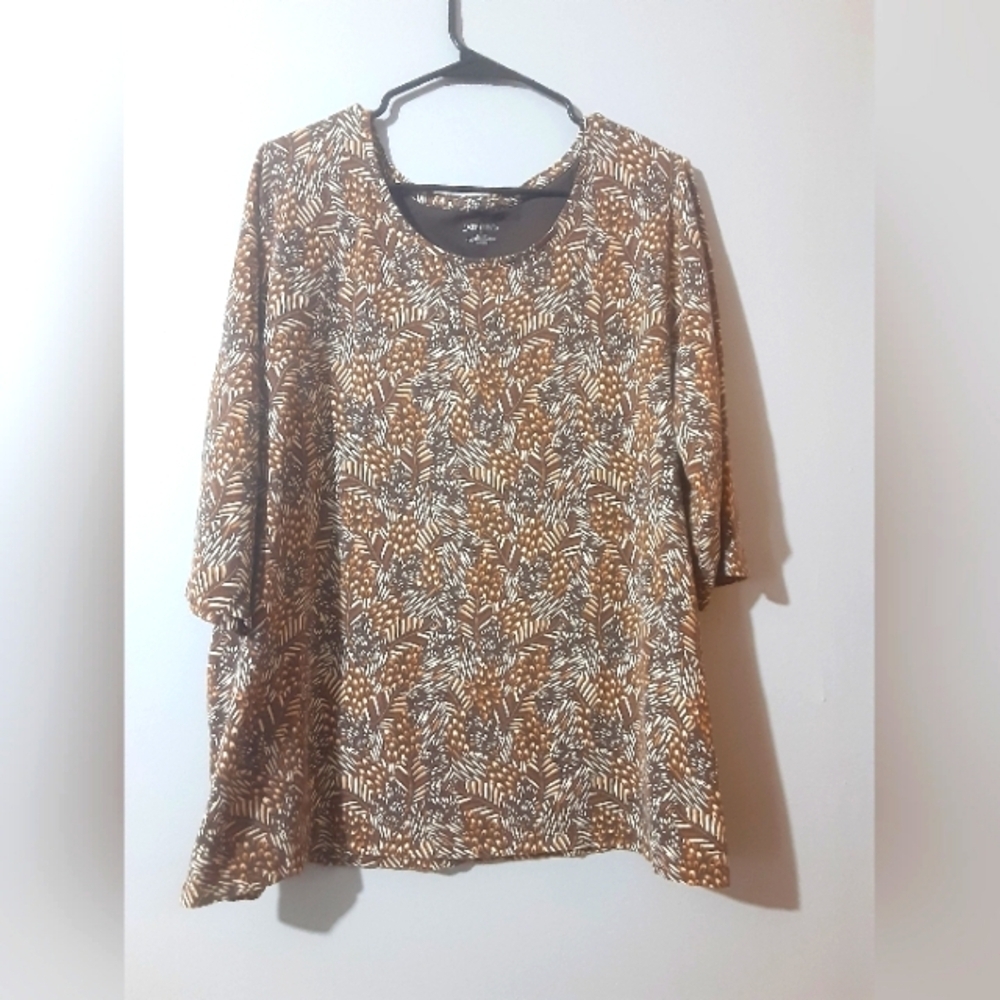 Catherines Women's Plus Size Safari Flamingo Style Top 1X Boho Lagenlook